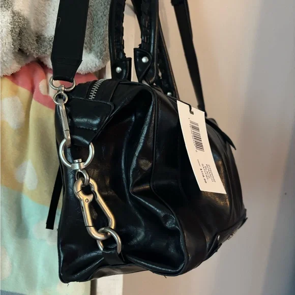 Steve Madden Black Satchel with Silver Accents - Picture 7 of 9